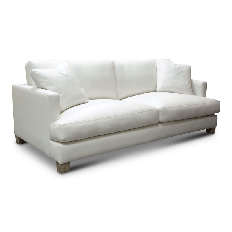 Hello Sofa Home Galaxy 3-Seater Modern Top Grain Leather Sofa in White