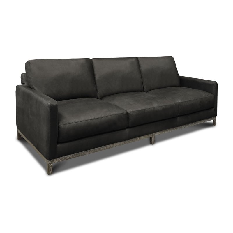 Hello Sofa Home Monterrey Modern Top Grain Leather Americana Sofa in Charcoal