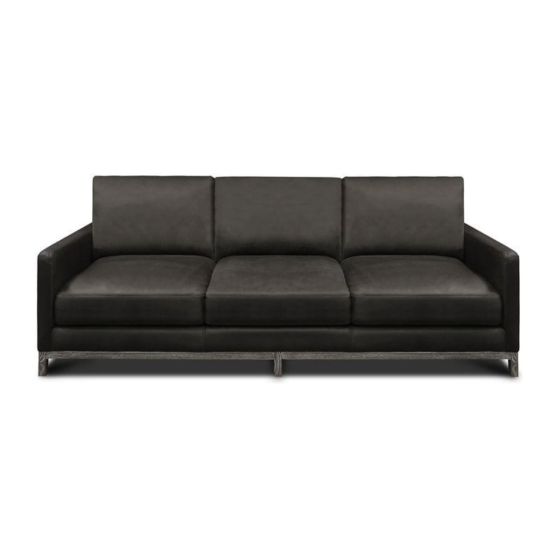 Hello Sofa Home Monterrey Modern Top Grain Leather Americana Sofa in Charcoal