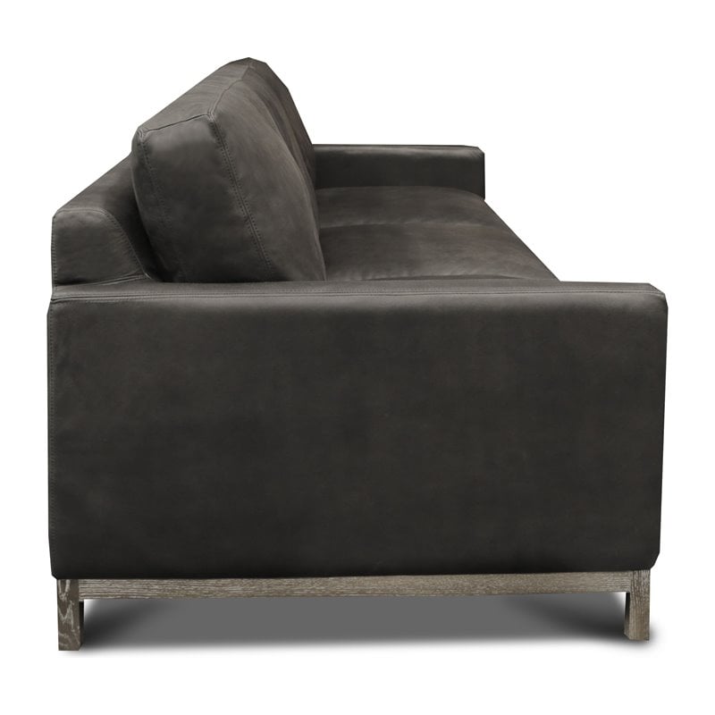 Hello Sofa Home Monterrey Modern Top Grain Leather Americana Sofa in Charcoal