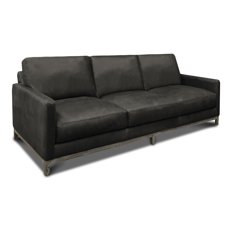 Hello Sofa Home Monterrey Modern Top Grain Leather Americana Sofa in Charcoal
