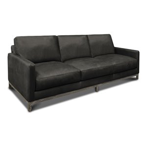 Hello Sofa Home Monterrey Modern Top Grain Leather Americana Sofa in Charcoal