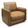 Hello Sofa Home Raffa Contemporary Top Grain Leather Swivel Armchair in Brown