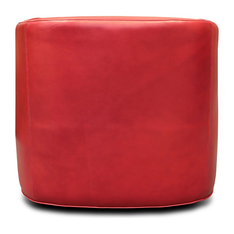 Hello Sofa Home Citi Modern Top Grain Leather Swivel Club Armchair in Red