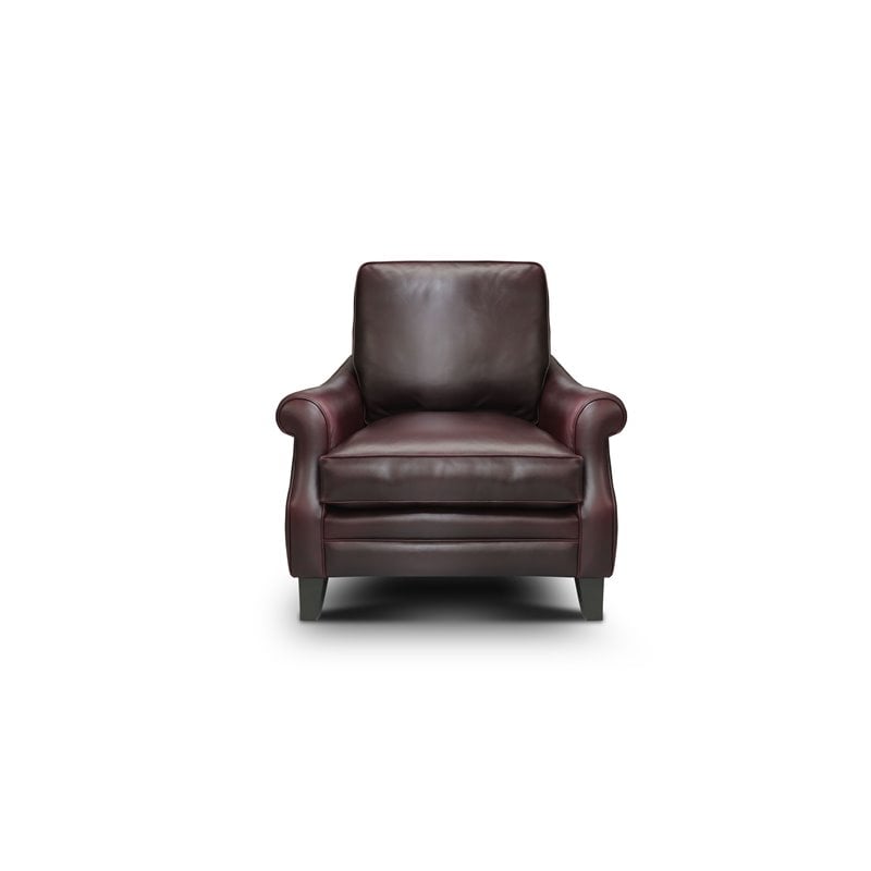 Hello Sofa Home Adriana Traditional Top Grain Leather Armchair in Burgundy