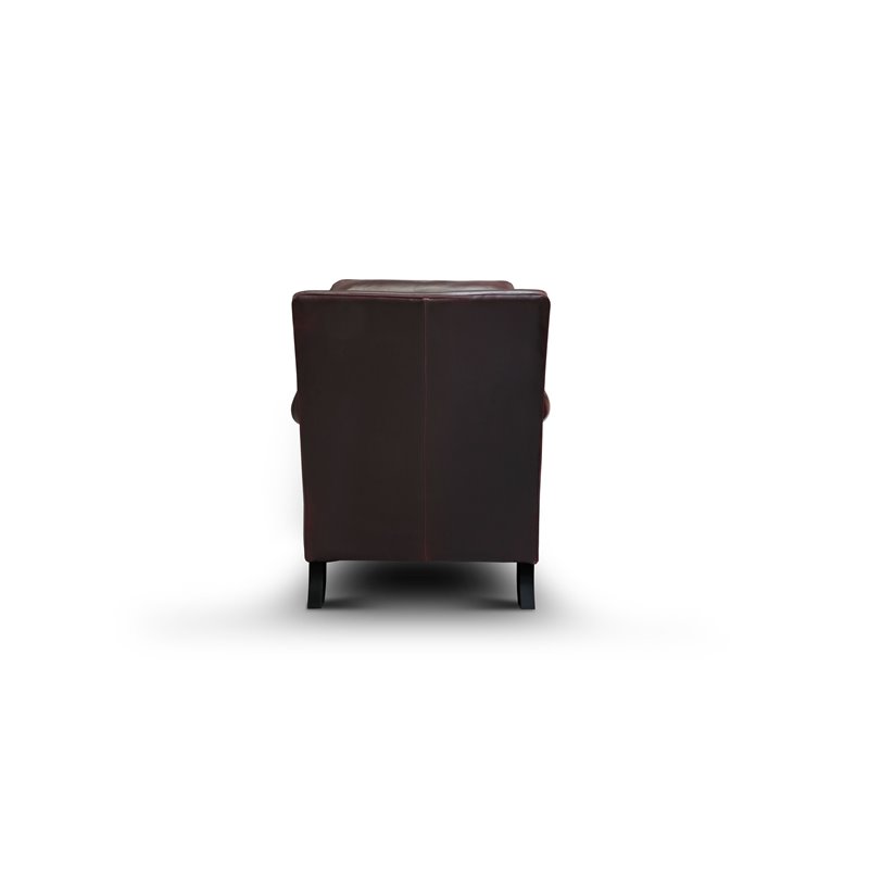 Hello Sofa Home Adriana Traditional Top Grain Leather Armchair in Burgundy