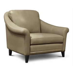hello sofa home sienna mid-century modern top grain leather armchair in beige