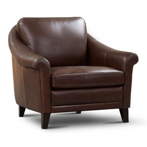 hello sofa home sienna mid-century modern top grain leather armchair in brown