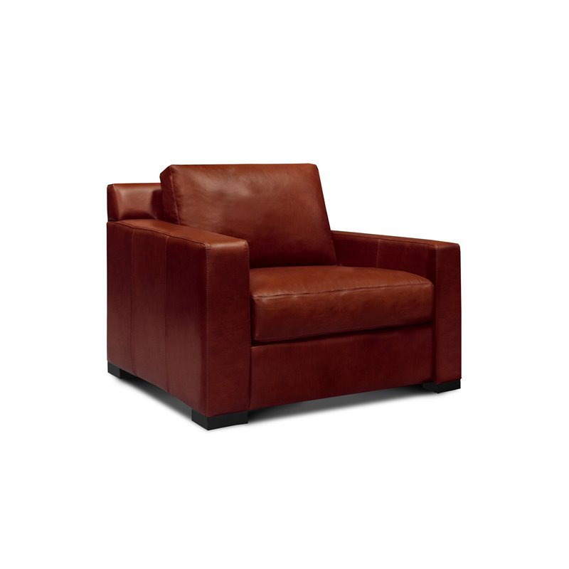Hello Sofa Home Santiago Mid-Century Top Grain Leather Armchair in Russet Brown