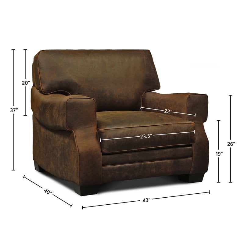 Hello Sofa Home Cordova Mid-Century Top Grain Leather Armchair in Brown