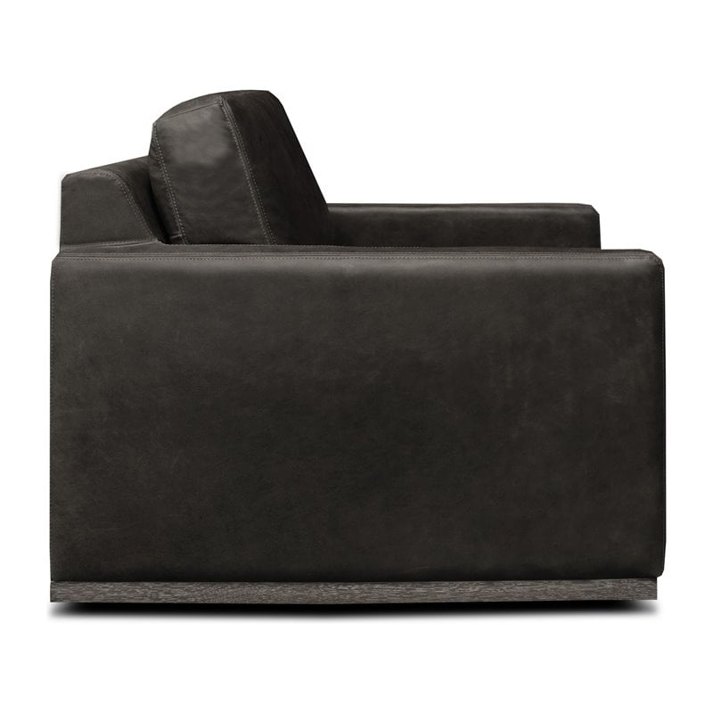 Hello Sofa Home Monterrey Modern Leather Americana Swivel Armchair in Charcoal