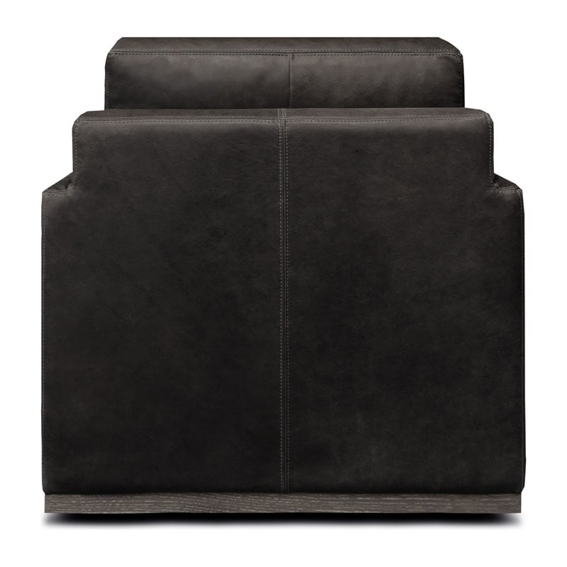 Hello Sofa Home Monterrey Modern Leather Americana Swivel Armchair in Charcoal