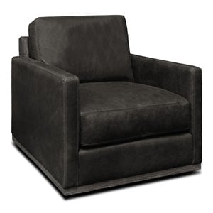 Hello Sofa Home Monterrey Modern Leather Americana Swivel Armchair in Charcoal
