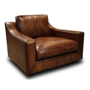 hello sofa home ramba top grain leather swivel armchair with deep seat in brown