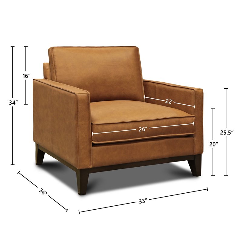 Hello Sofa Home Metropole Pull Up Top Grain Leather Armchair in Tan Brown