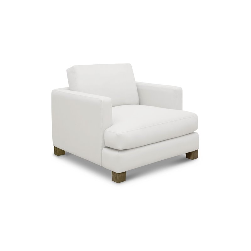 Hello Sofa Home Galaxy Modern Top Grain Leather Club Armchair in White