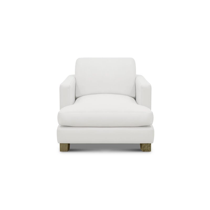 Hello Sofa Home Galaxy Modern Top Grain Leather Club Armchair in White