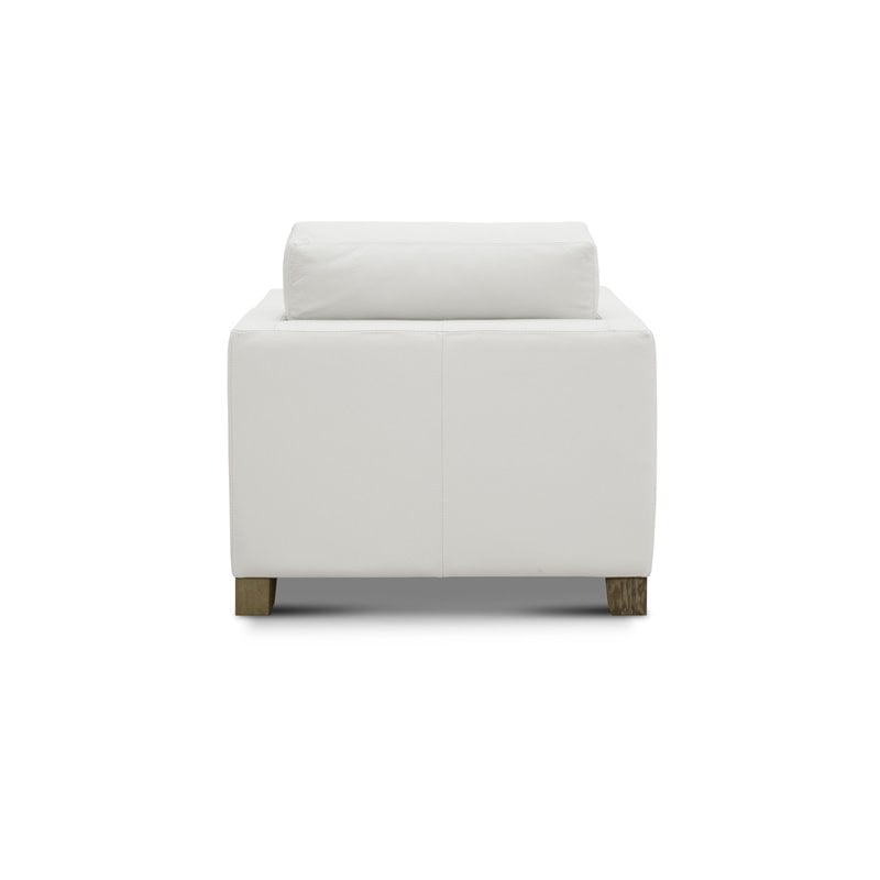 Hello Sofa Home Galaxy Modern Top Grain Leather Club Armchair in White