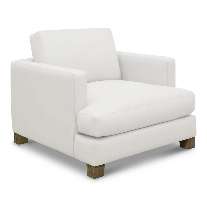 Hello Sofa Home Galaxy Modern Top Grain Leather Club Armchair in White