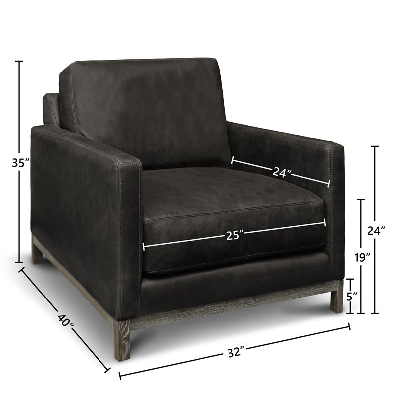 Hello Sofa Home Monterrey Top Grain Leather Americana Armchair in Charcoal