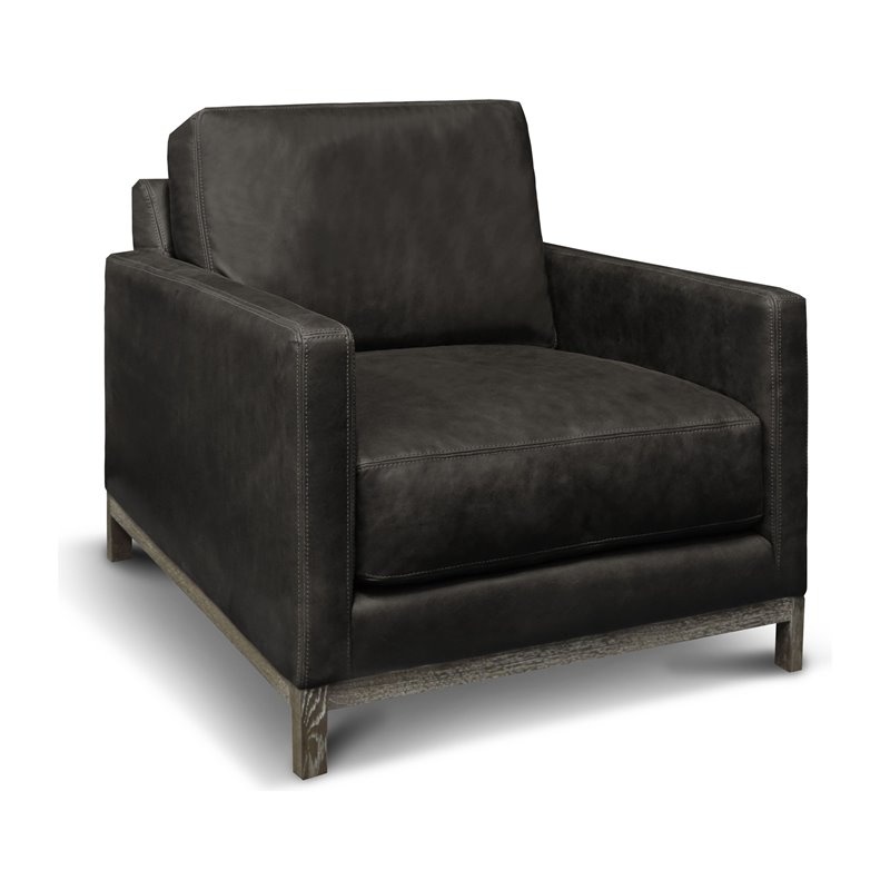Hello Sofa Home Monterrey Top Grain Leather Americana Armchair in Charcoal