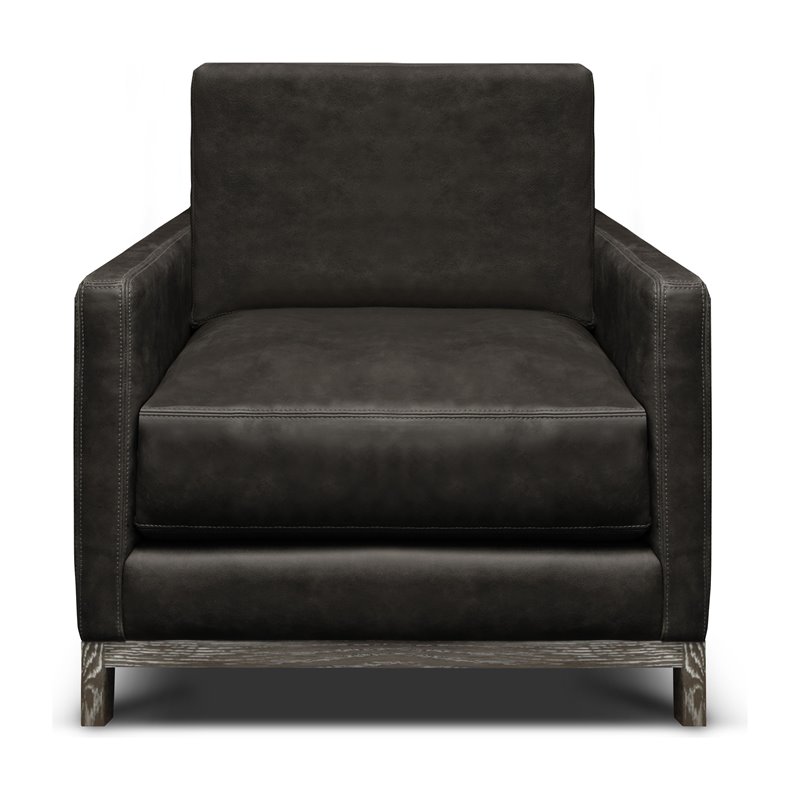 Hello Sofa Home Monterrey Top Grain Leather Americana Armchair in Charcoal
