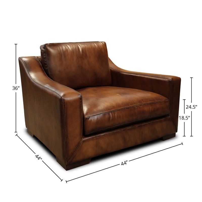 Hello Sofa Home Ramba Top Grain Leather Club Armchair with Deep Seat in Brown