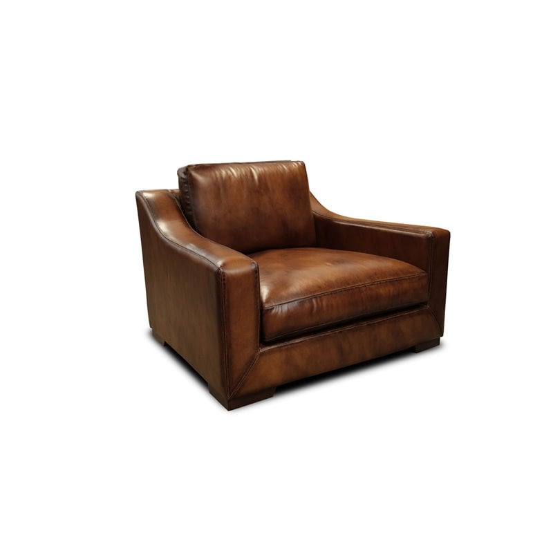 Hello Sofa Home Ramba Top Grain Leather Club Armchair with Deep Seat in Brown