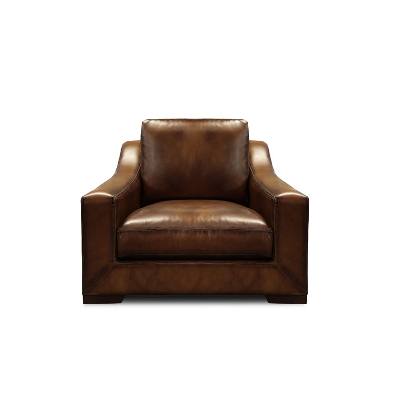Hello Sofa Home Ramba Top Grain Leather Club Armchair with Deep Seat in Brown
