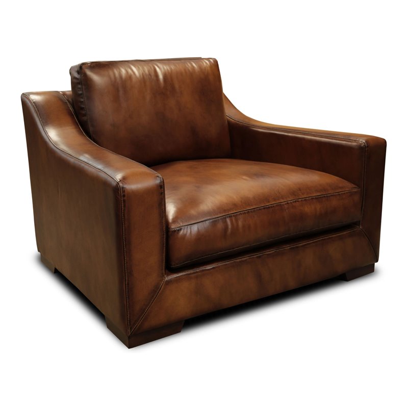 Hello Sofa Home Ramba Top Grain Leather Club Armchair with Deep Seat in Brown