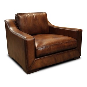 hello sofa home ramba top grain leather club armchair with deep seat in brown