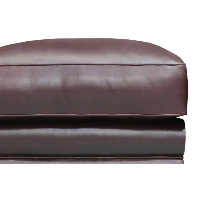 Hello Sofa Home Adriana Top Grain Leather Ottoman in Burgundy
