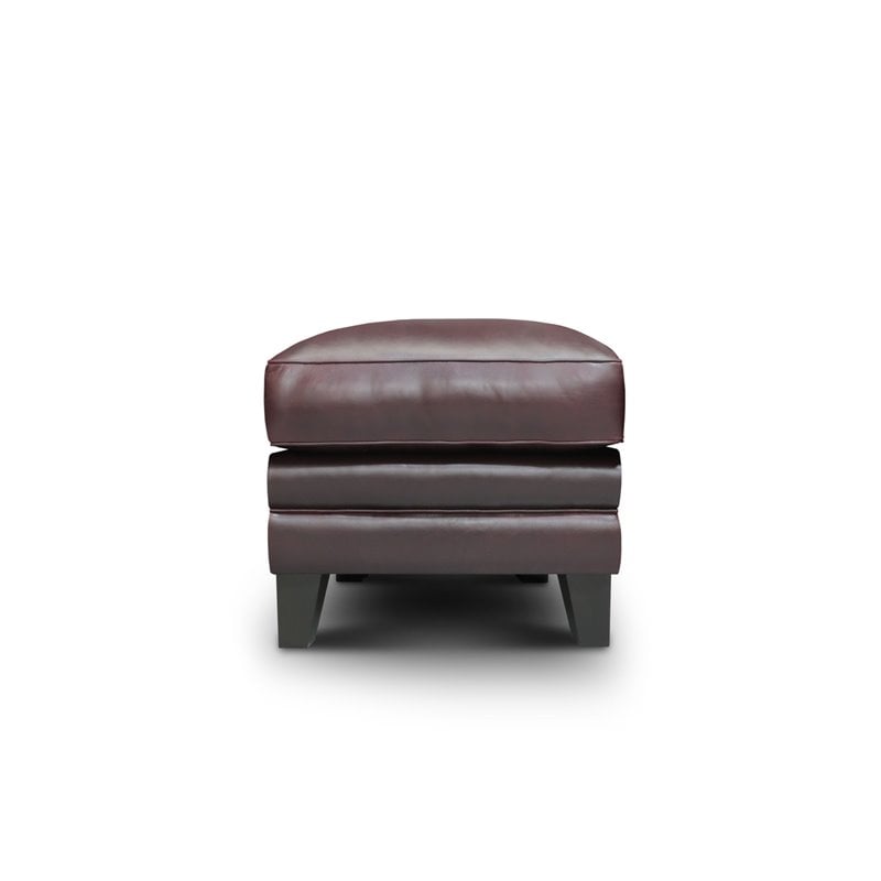 Hello Sofa Home Adriana Top Grain Leather Ottoman in Burgundy