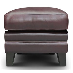 Hello Sofa Home Adriana Top Grain Leather Ottoman in Burgundy