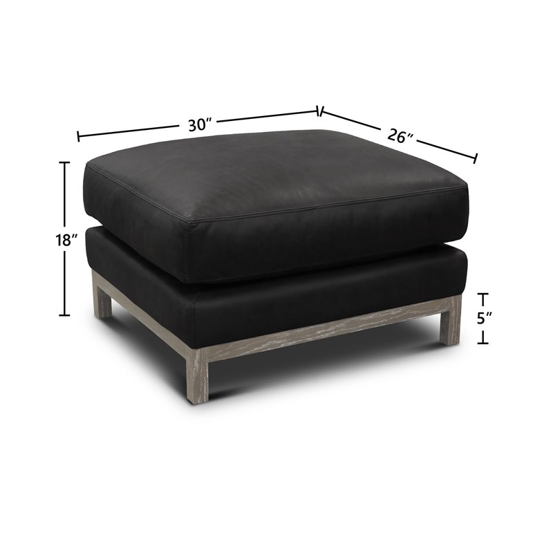 Hello Sofa Home Monterrey Modern Top Grain Leather Americana Ottoman in Charcoal