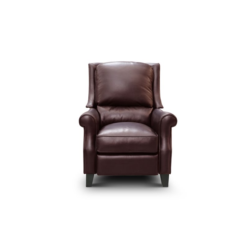 Hello Sofa Home Adriana Top Grain Leather Manual Recliner in Burgundy