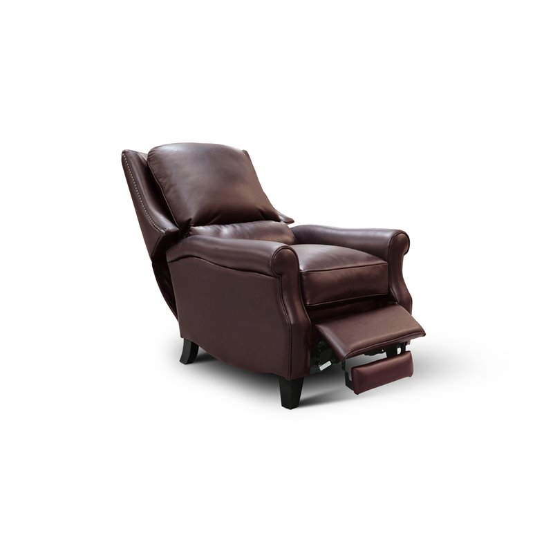 Hello Sofa Home Adriana Top Grain Leather Manual Recliner in Burgundy