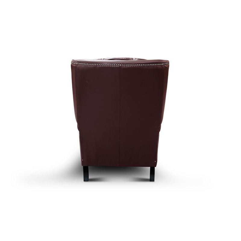 Hello Sofa Home Adriana Top Grain Leather Manual Recliner in Burgundy