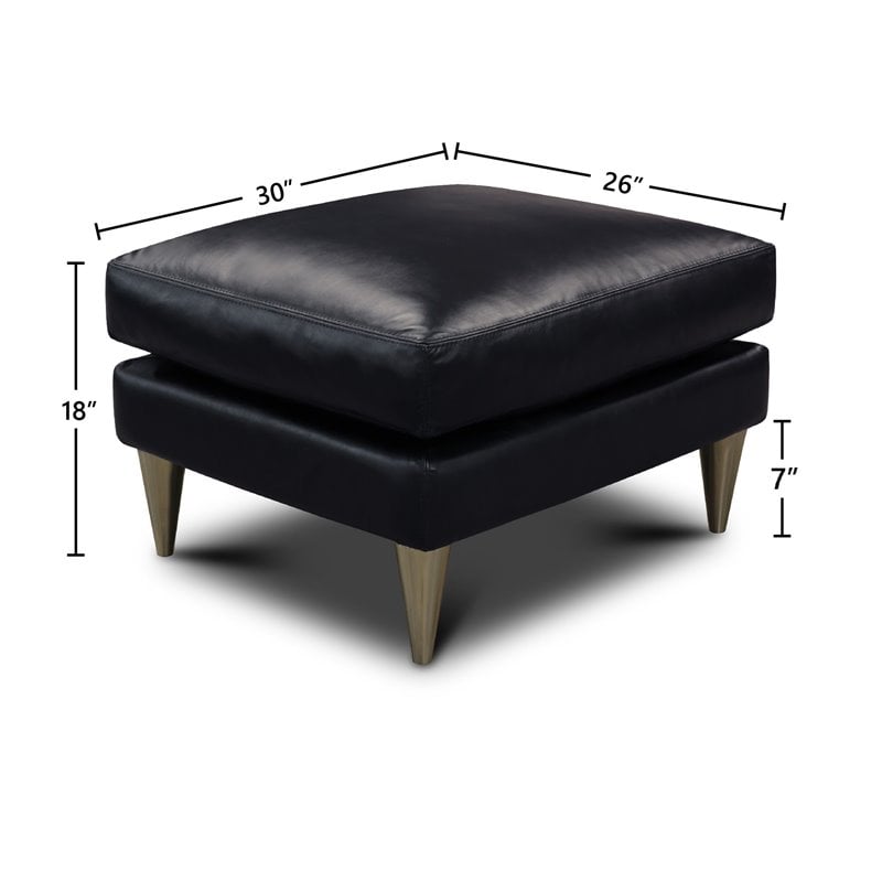 Hello Sofa Home Skyline Modern Top Grain Leather Americana Ottoman in Black