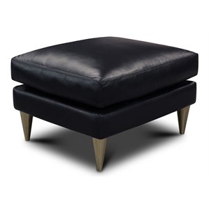 Hello Sofa Home Skyline Modern Top Grain Leather Americana Ottoman in Black