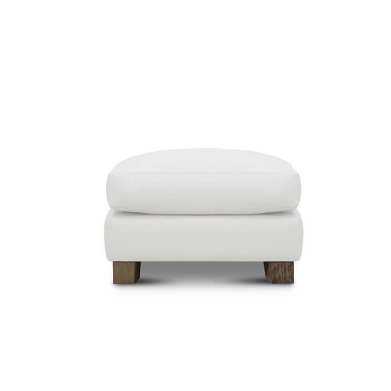Hello Sofa Home Galaxy Modern Top Grain Leather Ottoman in White