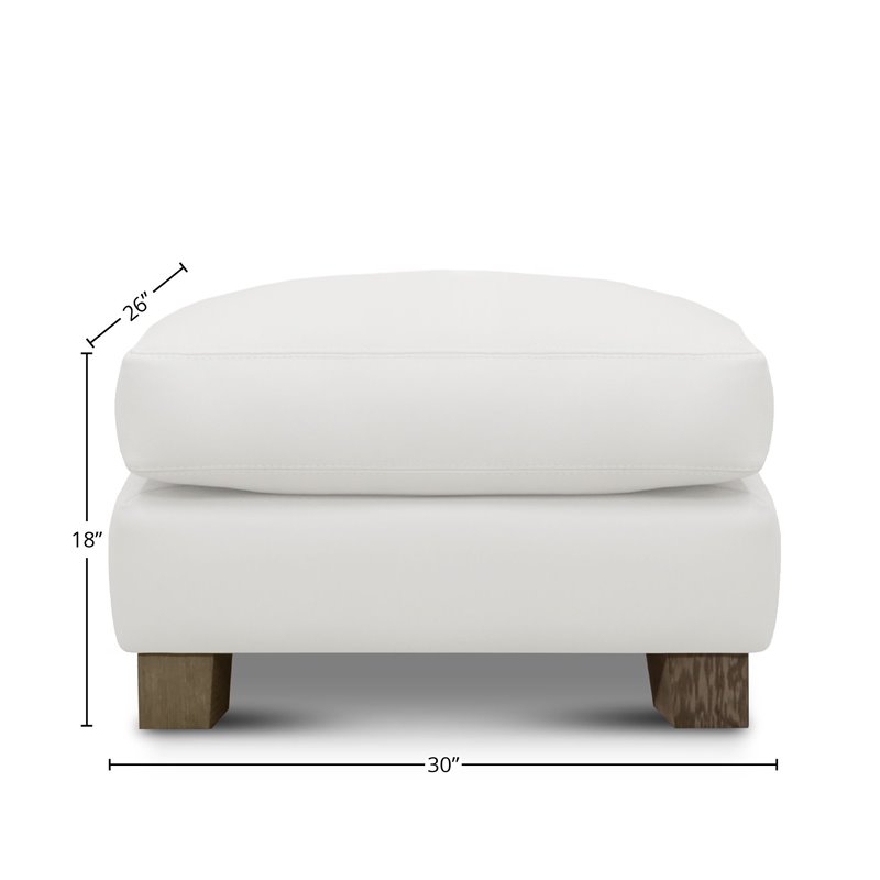 Hello Sofa Home Galaxy Modern Top Grain Leather Ottoman in White