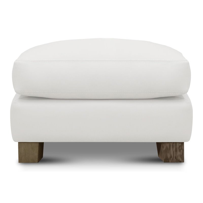 Hello Sofa Home Galaxy Modern Top Grain Leather Ottoman in White