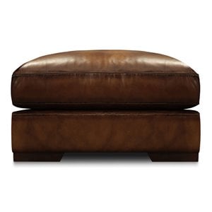 Hello Sofa Home Ramba Contemporary Top Grain Leather Ottoman in Brown
