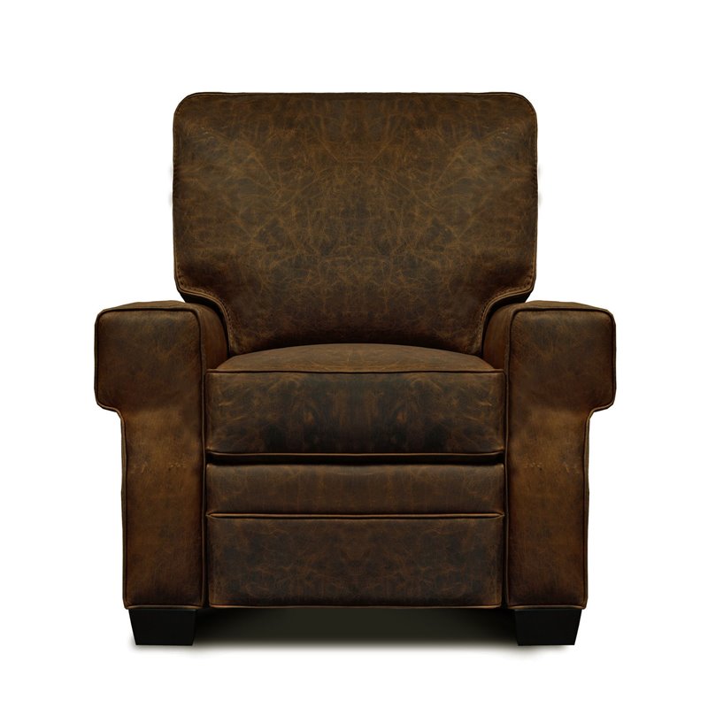 Hello Sofa Home Cordova Mid-Century Top Grain Leather Manual Recliner in Brown