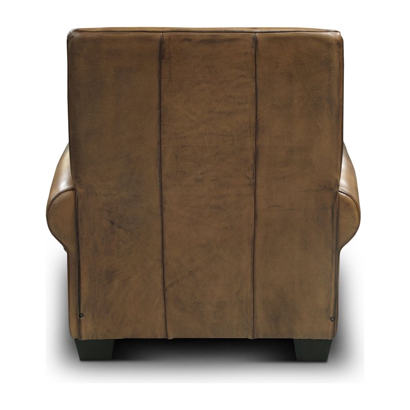 Hello Sofa Home Valencia Top Grain Hand Antiqued Leather Recliner in Taupe Brown