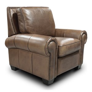 hello sofa home valencia top grain hand antiqued leather recliner in taupe brown