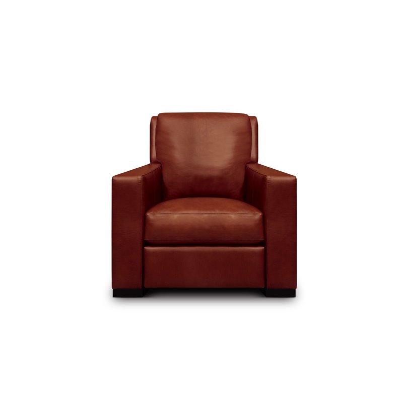 Hello Sofa Home Santiago Top Grain Leather Push-Back Recliner in Russet Brown