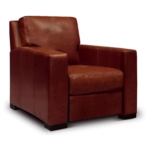 Hello Sofa Home Santiago Top Grain Leather Push-Back Recliner in Russet Brown