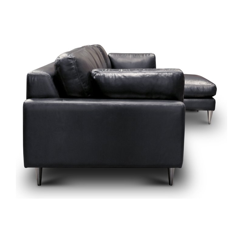 Hello Sofa Home Skyline Right Hand Facing Leather Americana Sectional in Black